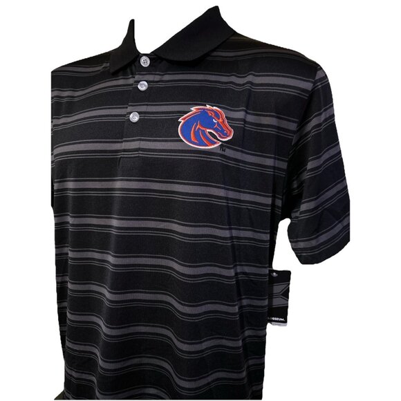 NEW Boise State BSU Broncos Colosseum Black Button Collared Polo Shirt Men's L - Picture 1 of 7